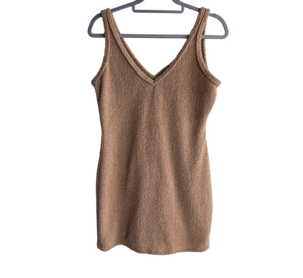 Wild Fable Tan Fuzzy Knit Dress Medium Sleeveless Cozy Minimalist Mini